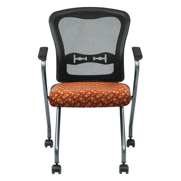 OSP Home Furnishings Deluxe Pro-line Ii Folding Nesting Armchair with Mesh Back and Lumbar Support Marigold 84440-K111