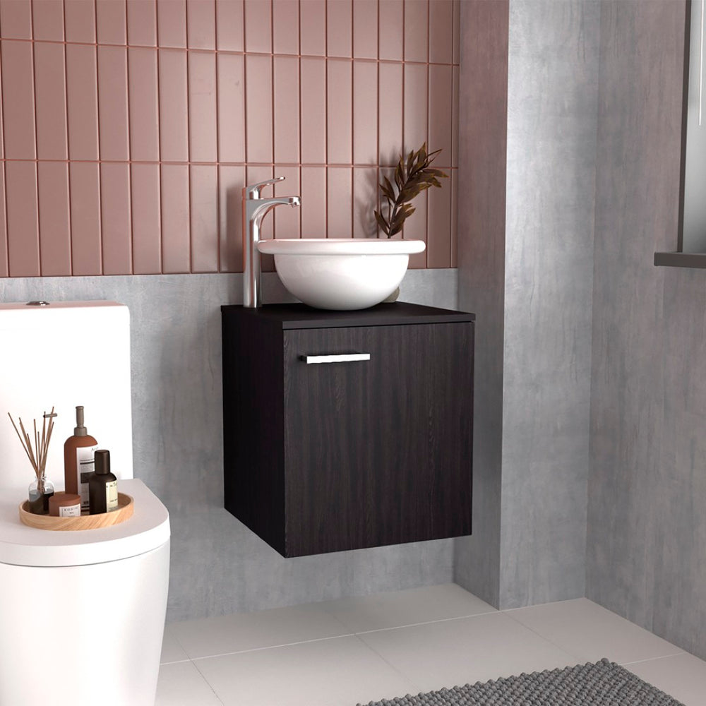 English Elm Colville Floating Wall Mount Vanity Cabinet Matte Finish Modern Bathroom Storage Black B092P439901