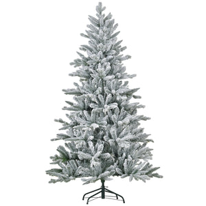 English Elm Homcom 6Ft Snow Flocked Artificial Christmas Tree With 994 Tips & Easy Setup For Festive Decor W2225P229178