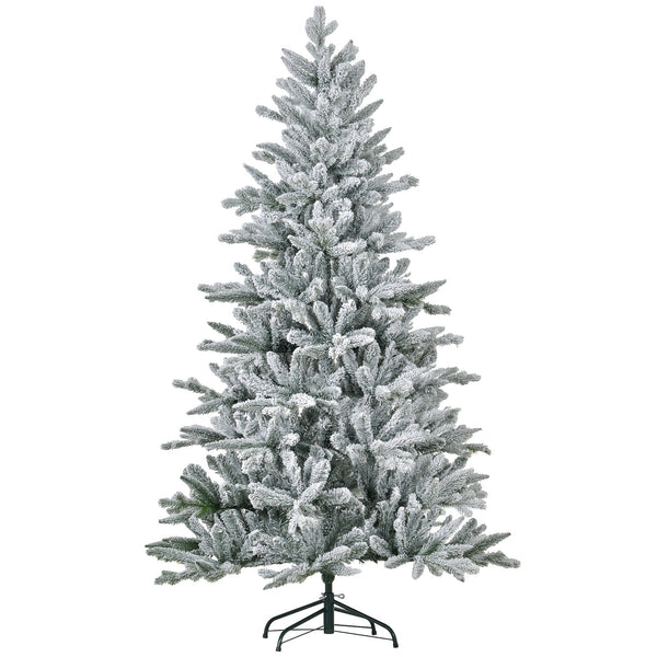 English Elm Homcom 6Ft Snow Flocked Artificial Christmas Tree With 994 Tips & Easy Setup For Festive Decor W2225P229178