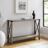 Walker Edison Modern Farmhouse Metal-X Entry Table, Grey Wash - Urban Design, Lower Shelf - 46x12x30