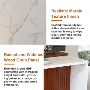 English Elm 63" Modern Kitchen Island Set With 4 Beige Bar Stools, Led Lighting & Walnut Accents For Style W2699S00076