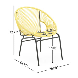 English Elm Christopher Knight Home® - NUSA Modern Outdoor Wicker Club Chairs Set of 2 with Durable PE Rattan Weave and Sleek Iron Frame Yellow N775P198603Y