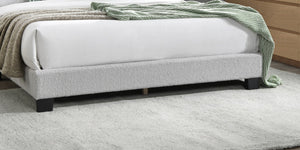 English Elm 1pc Full Upholstered Platform Bed Wool Fabric Tufted Scalloped Headboard with Led Lighting B011P417507