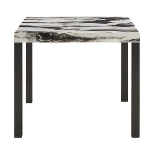 English Elm 1pc Counter Height Dining Table with Faux Marble Top, Sleek Black Legs, Modern Chic 45" Square B011P374534