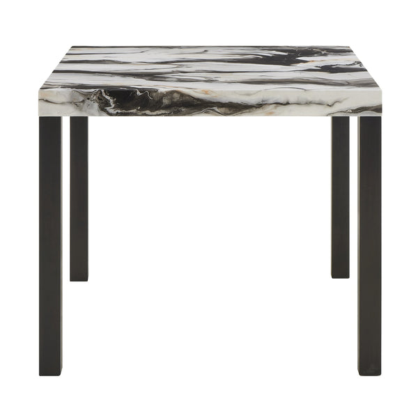 English Elm 1pc Counter Height Dining Table with Faux Marble Top, Sleek Black Legs, Modern Chic 45" Square B011P374534
