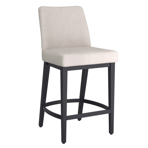 Worldwide Home Furnishings Jace-26'' High Back Counter Stool With Stylish Contoured Design For Modern Home Décor And Comfort Beige Fabric,Black Fabric,Metal 203-082beg_Bk