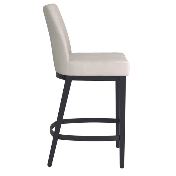 Worldwide Home Furnishings Jace-26'' High Back Counter Stool With Stylish Contoured Design For Modern Home Décor And Comfort Beige Fabric,Black Fabric,Metal 203-082beg_Bk