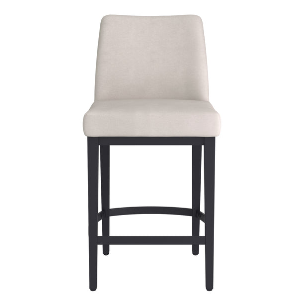 Worldwide Home Furnishings Jace-26'' High Back Counter Stool With Stylish Contoured Design For Modern Home Décor And Comfort Beige Fabric,Black Fabric,Metal 203-082beg_Bk