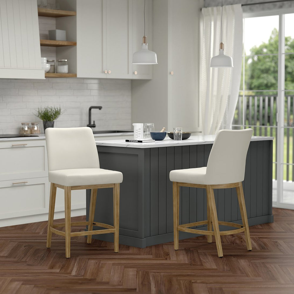 Worldwide Home Furnishings Jace-26'' High Back Counter Stool With Stylish Contoured Design For Modern Home Décor And Comfort Beige Fabric,Natural Fabric,Metal 203-082beg_Nt