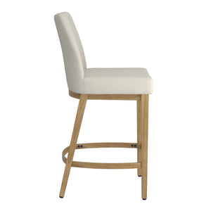 Worldwide Home Furnishings Jace-26'' High Back Counter Stool With Stylish Contoured Design For Modern Home Décor And Comfort Beige Fabric,Natural Fabric,Metal 203-082beg_Nt