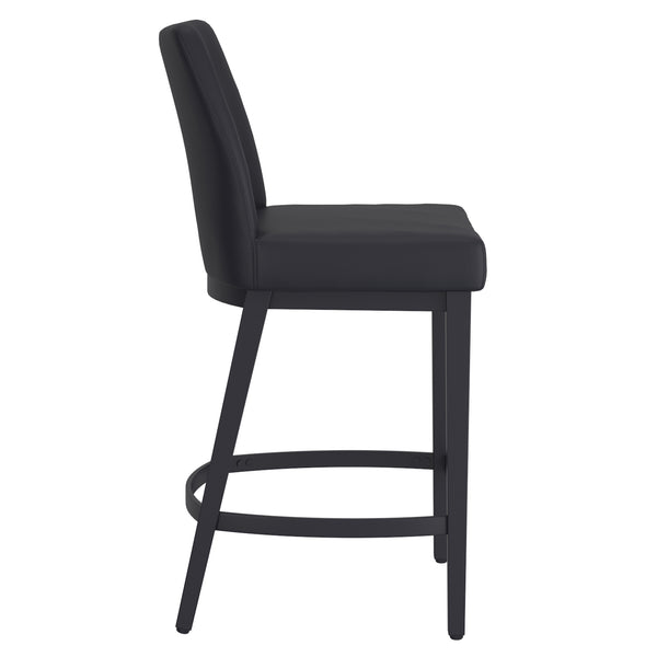 Worldwide Home Furnishings Jace-26'' High Back Counter Stool With Stylish Contoured Design For Modern Home Décor And Comfort Black Pu,Black Faux Leather,Metal 203-082publk_Bk