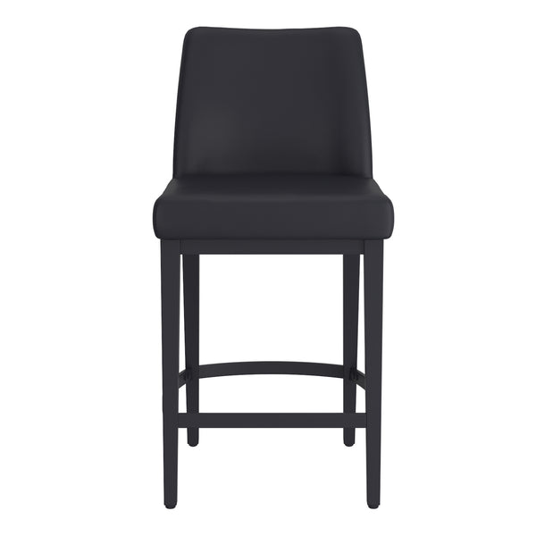 Worldwide Home Furnishings Jace-26'' High Back Counter Stool With Stylish Contoured Design For Modern Home Décor And Comfort Black Pu,Black Faux Leather,Metal 203-082publk_Bk