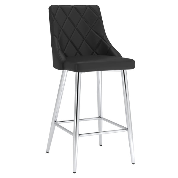 Worldwide Home Furnishings Devo-26'' Counter Stool - Stylish Faux Leather Seating With Diamond Stitching For Modern Decor Black,Chrome Faux Leather,Metal 203-087bk