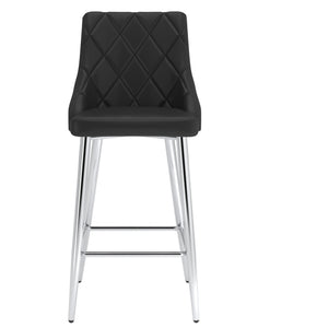Worldwide Home Furnishings Devo-26'' Counter Stool - Stylish Faux Leather Seating With Diamond Stitching For Modern Decor Black,Chrome Faux Leather,Metal 203-087bk