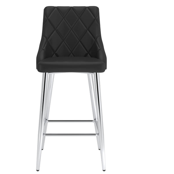 Worldwide Home Furnishings Devo-26'' Counter Stool - Stylish Faux Leather Seating With Diamond Stitching For Modern Decor Black,Chrome Faux Leather,Metal 203-087bk