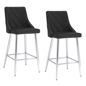 Worldwide Home Furnishings Devo-26'' Counter Stool - Stylish Faux Leather Seating With Diamond Stitching For Modern Decor Black,Chrome Faux Leather,Metal 203-087bk