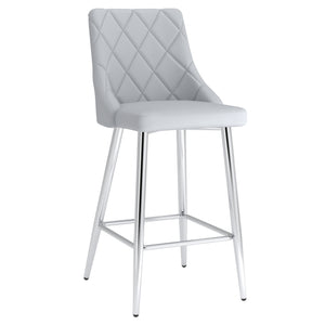 Worldwide Home Furnishings Devo-26'' Counter Stool - Stylish Faux Leather Seating With Diamond Stitching For Modern Decor Light Grey,Chrome Faux Leather,Metal 203-087lg