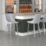 !nspire Devo 26'' Counter Stool Light Grey/Chrome Faux Leather/Metal