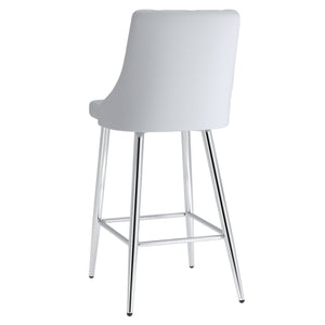 Worldwide Home Furnishings Devo-26'' Counter Stool - Stylish Faux Leather Seating With Diamond Stitching For Modern Decor Light Grey,Chrome Faux Leather,Metal 203-087lg