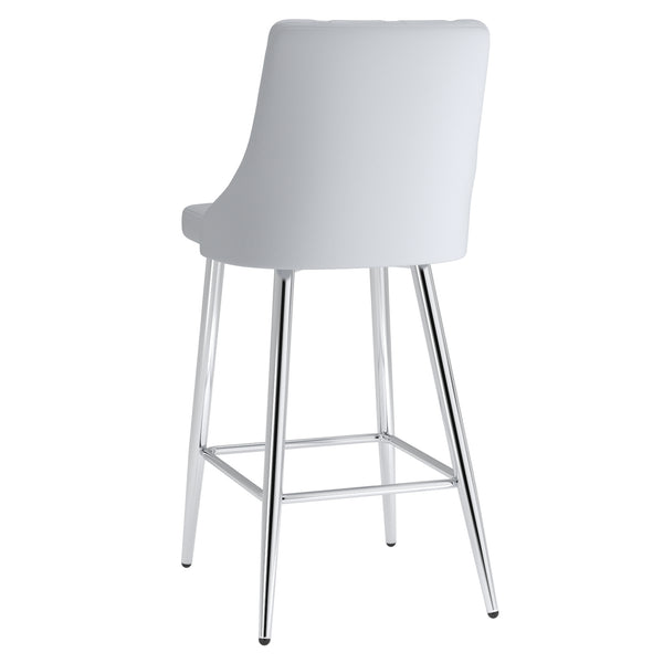 Worldwide Home Furnishings Devo-26'' Counter Stool - Stylish Faux Leather Seating With Diamond Stitching For Modern Decor Light Grey,Chrome Faux Leather,Metal 203-087lg