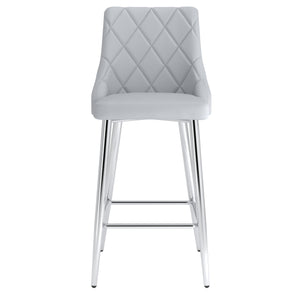 Worldwide Home Furnishings Devo-26'' Counter Stool - Stylish Faux Leather Seating With Diamond Stitching For Modern Decor Light Grey,Chrome Faux Leather,Metal 203-087lg