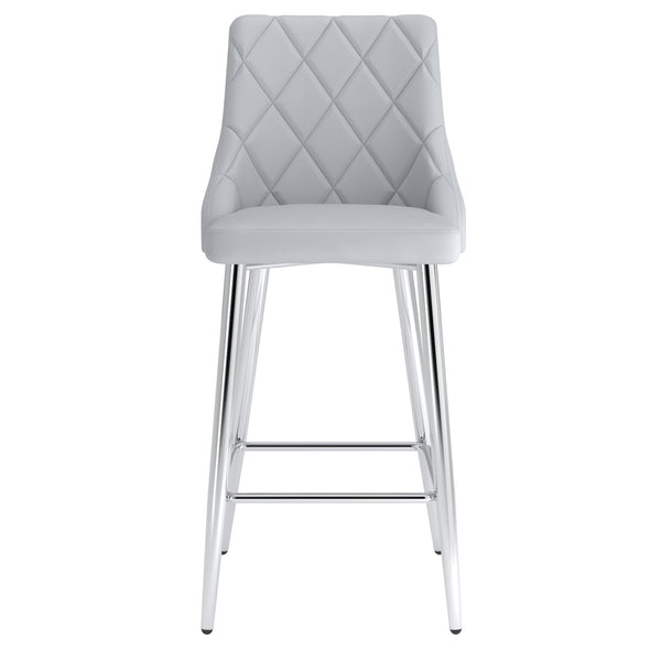 Worldwide Home Furnishings Devo-26'' Counter Stool - Stylish Faux Leather Seating With Diamond Stitching For Modern Decor Light Grey,Chrome Faux Leather,Metal 203-087lg