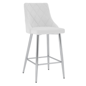 Worldwide Home Furnishings Devo-26'' Counter Stool - Stylish Faux Leather Seating With Diamond Stitching For Modern Decor White,Chrome Faux Leather,Metal 203-087wt