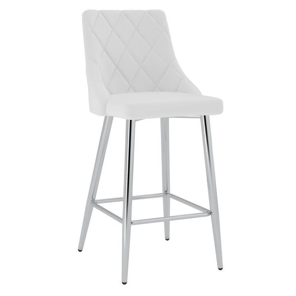 Worldwide Home Furnishings Devo-26'' Counter Stool - Stylish Faux Leather Seating With Diamond Stitching For Modern Decor White,Chrome Faux Leather,Metal 203-087wt