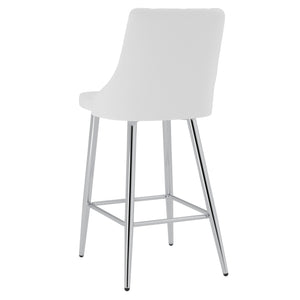 Worldwide Home Furnishings Devo-26'' Counter Stool - Stylish Faux Leather Seating With Diamond Stitching For Modern Decor White,Chrome Faux Leather,Metal 203-087wt