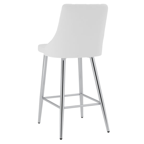 Worldwide Home Furnishings Devo-26'' Counter Stool - Stylish Faux Leather Seating With Diamond Stitching For Modern Decor White,Chrome Faux Leather,Metal 203-087wt