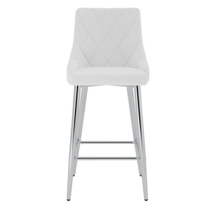 Worldwide Home Furnishings Devo-26'' Counter Stool - Stylish Faux Leather Seating With Diamond Stitching For Modern Decor White,Chrome Faux Leather,Metal 203-087wt