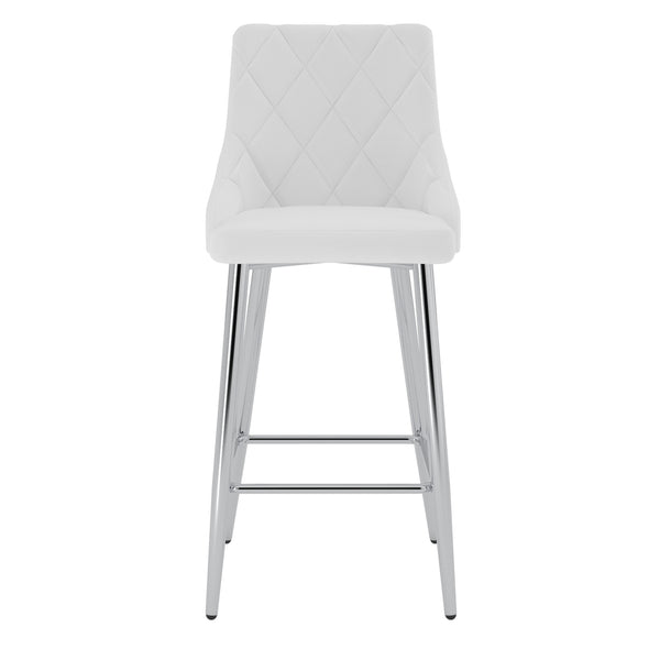 Worldwide Home Furnishings Devo-26'' Counter Stool - Stylish Faux Leather Seating With Diamond Stitching For Modern Decor White,Chrome Faux Leather,Metal 203-087wt