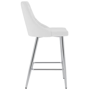 Worldwide Home Furnishings Devo-26'' Counter Stool - Stylish Faux Leather Seating With Diamond Stitching For Modern Decor White,Chrome Faux Leather,Metal 203-087wt