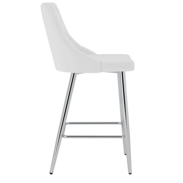 Worldwide Home Furnishings Devo-26'' Counter Stool - Stylish Faux Leather Seating With Diamond Stitching For Modern Decor White,Chrome Faux Leather,Metal 203-087wt