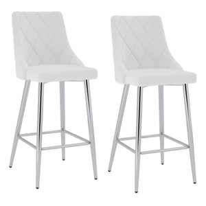Worldwide Home Furnishings Devo-26'' Counter Stool - Stylish Faux Leather Seating With Diamond Stitching For Modern Decor White,Chrome Faux Leather,Metal 203-087wt