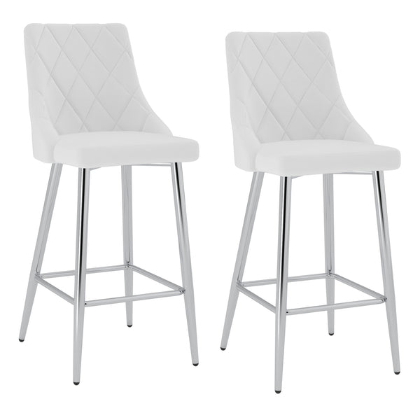 Worldwide Home Furnishings Devo-26'' Counter Stool - Stylish Faux Leather Seating With Diamond Stitching For Modern Decor White,Chrome Faux Leather,Metal 203-087wt