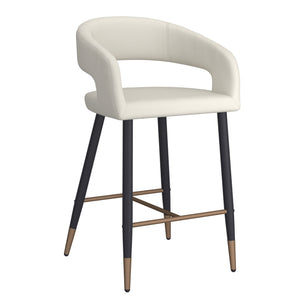 Worldwide Home Furnishings Crimson-26'' Counter Stool - Stylish Modern Design With Curved High Back And Aged Gold Accents Beige,Black Faux Leather,Metal 203-096beg