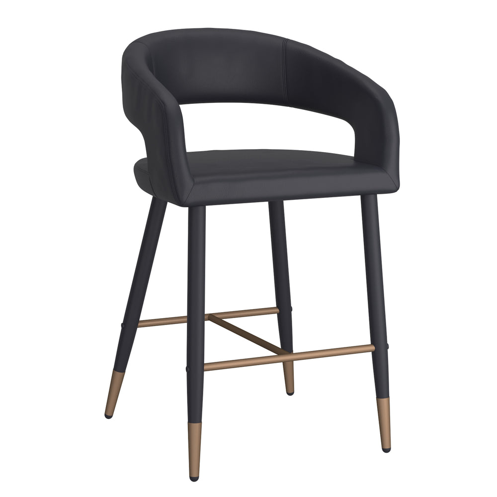 Worldwide Home Furnishings Crimson-26'' Modern Counter Stool In Black Faux Leather - Stylish Comfort For Kitchen Or Bar Black,Black Faux Leather,Metal 203-096bk