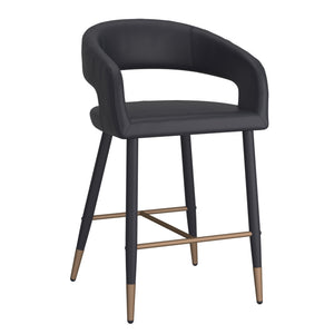 Worldwide Home Furnishings Crimson-26'' Modern Counter Stool In Black Faux Leather - Stylish Comfort For Kitchen Or Bar Black,Black Faux Leather,Metal 203-096bk