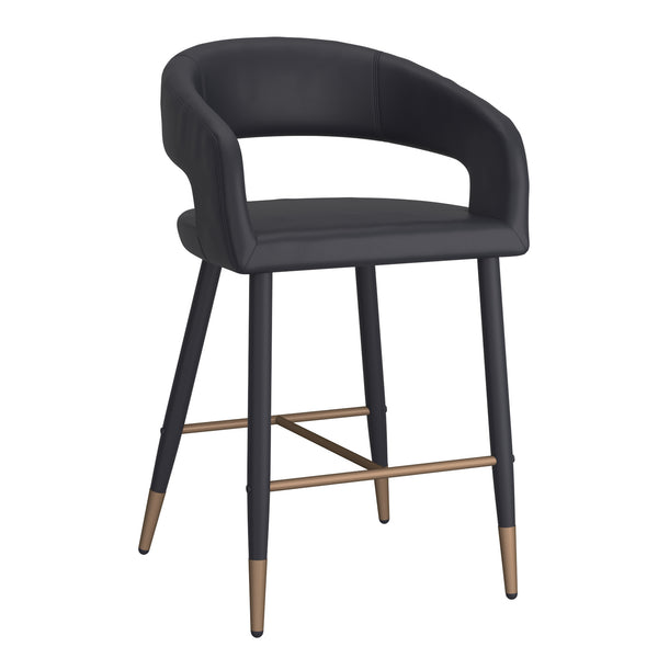 Worldwide Home Furnishings Crimson-26'' Modern Counter Stool In Black Faux Leather - Stylish Comfort For Kitchen Or Bar Black,Black Faux Leather,Metal 203-096bk