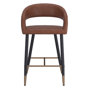 Worldwide Home Furnishings Crimson-26'' Counter Stool - Stylish Modern Design With Curved High Back And Aged Gold Accents Saddle,Black Faux Leather,Metal 203-096sd
