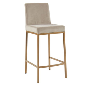 Worldwide Home Furnishings Diego-26" Contemporary Velvet Counter Stool With Aged Gold Frame For Stylish Dining Spaces Beige,Aged Gold Velvet,Metal 203-101beg_Gl