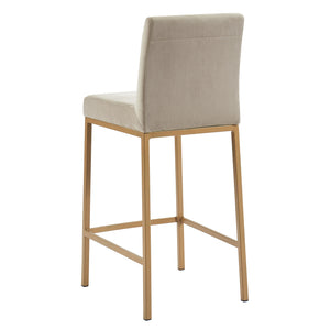 Worldwide Home Furnishings Diego-26" Contemporary Velvet Counter Stool With Aged Gold Frame For Stylish Dining Spaces Beige,Aged Gold Velvet,Metal 203-101beg_Gl