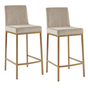 Worldwide Home Furnishings Diego-26" Contemporary Velvet Counter Stool With Aged Gold Frame For Stylish Dining Spaces Beige,Aged Gold Velvet,Metal 203-101beg_Gl