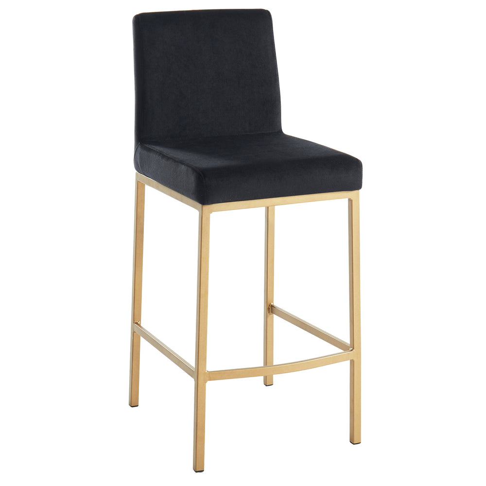 Worldwide Home Furnishings Diego-26" Contemporary Black Velvet Counter Stool With Aged Gold Frame For Modern Dining Spaces Black,Aged Gold Velvet,Metal 203-101blk/Gl