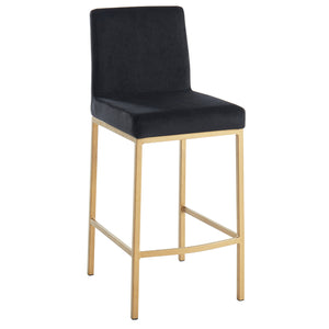Worldwide Home Furnishings Diego-26" Contemporary Black Velvet Counter Stool With Aged Gold Frame For Modern Dining Spaces Black,Aged Gold Velvet,Metal 203-101blk/Gl