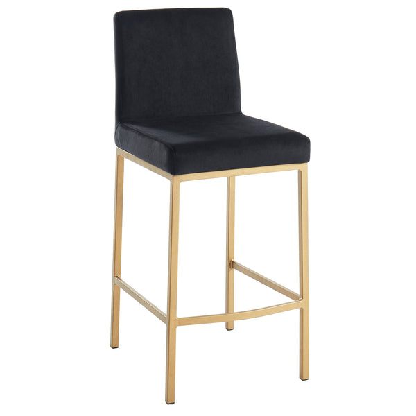 Worldwide Home Furnishings Diego-26" Contemporary Black Velvet Counter Stool With Aged Gold Frame For Modern Dining Spaces Black,Aged Gold Velvet,Metal 203-101blk/Gl