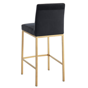 Worldwide Home Furnishings Diego-26" Contemporary Black Velvet Counter Stool With Aged Gold Frame For Modern Dining Spaces Black,Aged Gold Velvet,Metal 203-101blk/Gl