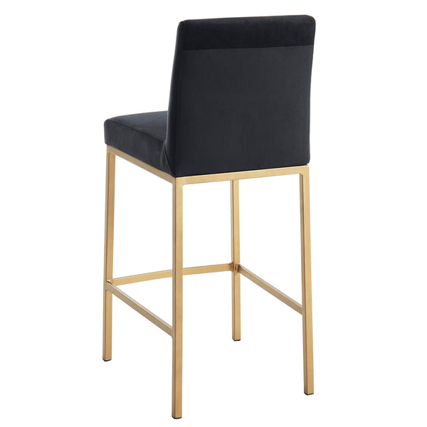 Worldwide Home Furnishings Diego-26" Contemporary Black Velvet Counter Stool With Aged Gold Frame For Modern Dining Spaces Black,Aged Gold Velvet,Metal 203-101blk/Gl